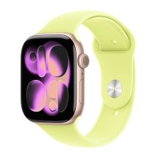 Apple Watch Series 11, 46 mm, Rose Gold Aluminum Neon Yellow Sport Band M/L